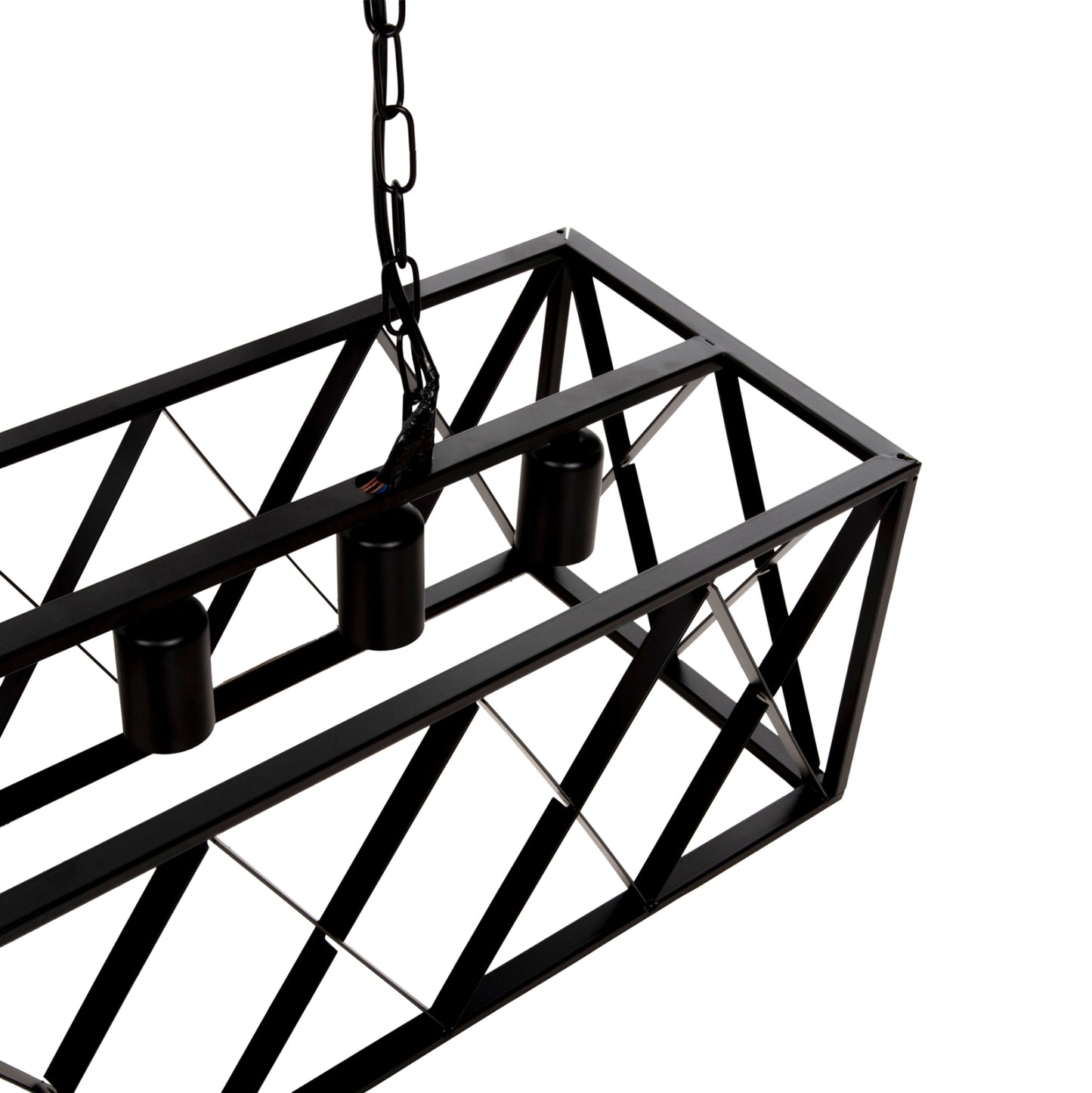 CEILING PENDANT LIGHT 6-LIGHT BLACK METAL FRAME 77.5x25x101
