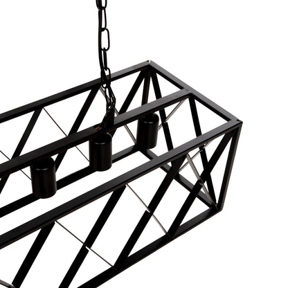CEILING PENDANT LIGHT 6-LIGHT BLACK METAL FRAME 77.5x25x101