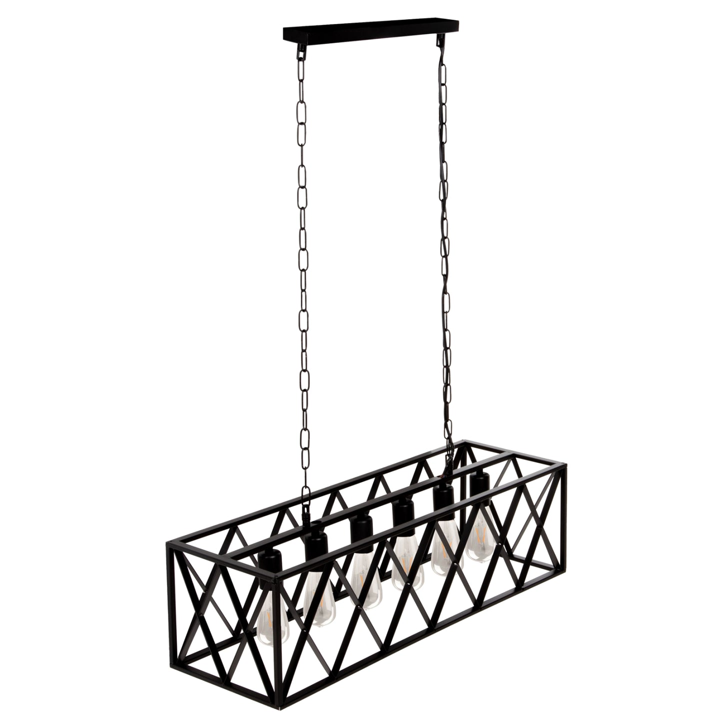CEILING PENDANT LIGHT 6-LIGHT BLACK METAL FRAME 77.5x25x101