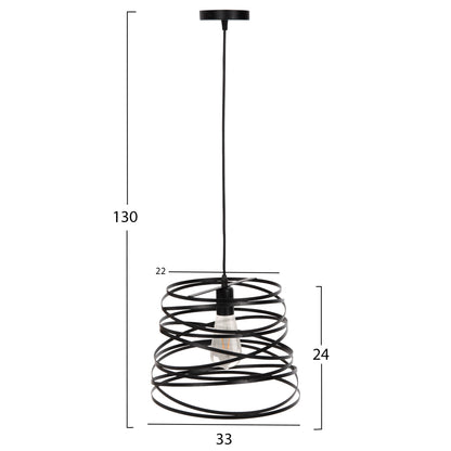 CEILING HANGING LAMP BLACK METAL SHADE 22-33x130