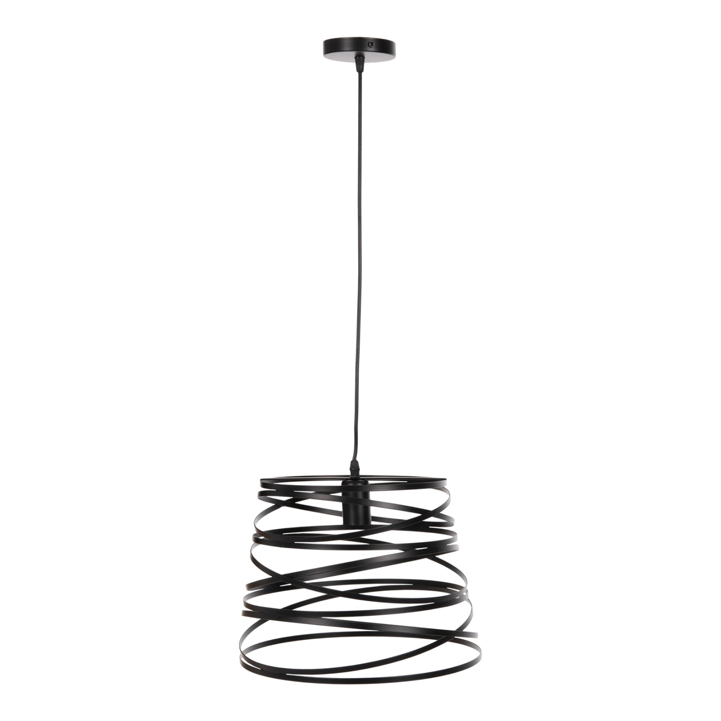 CEILING HANGING LAMP BLACK METAL SHADE 22-33x130