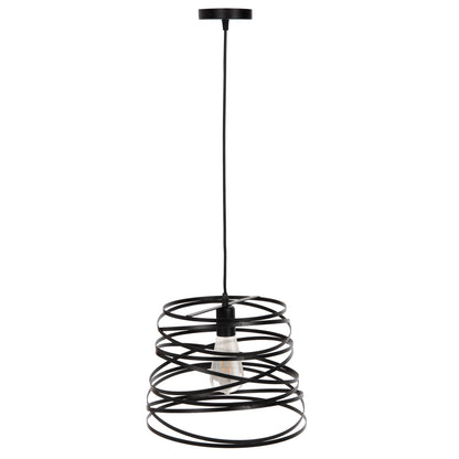 CEILING HANGING LAMP BLACK METAL SHADE 22-33x130