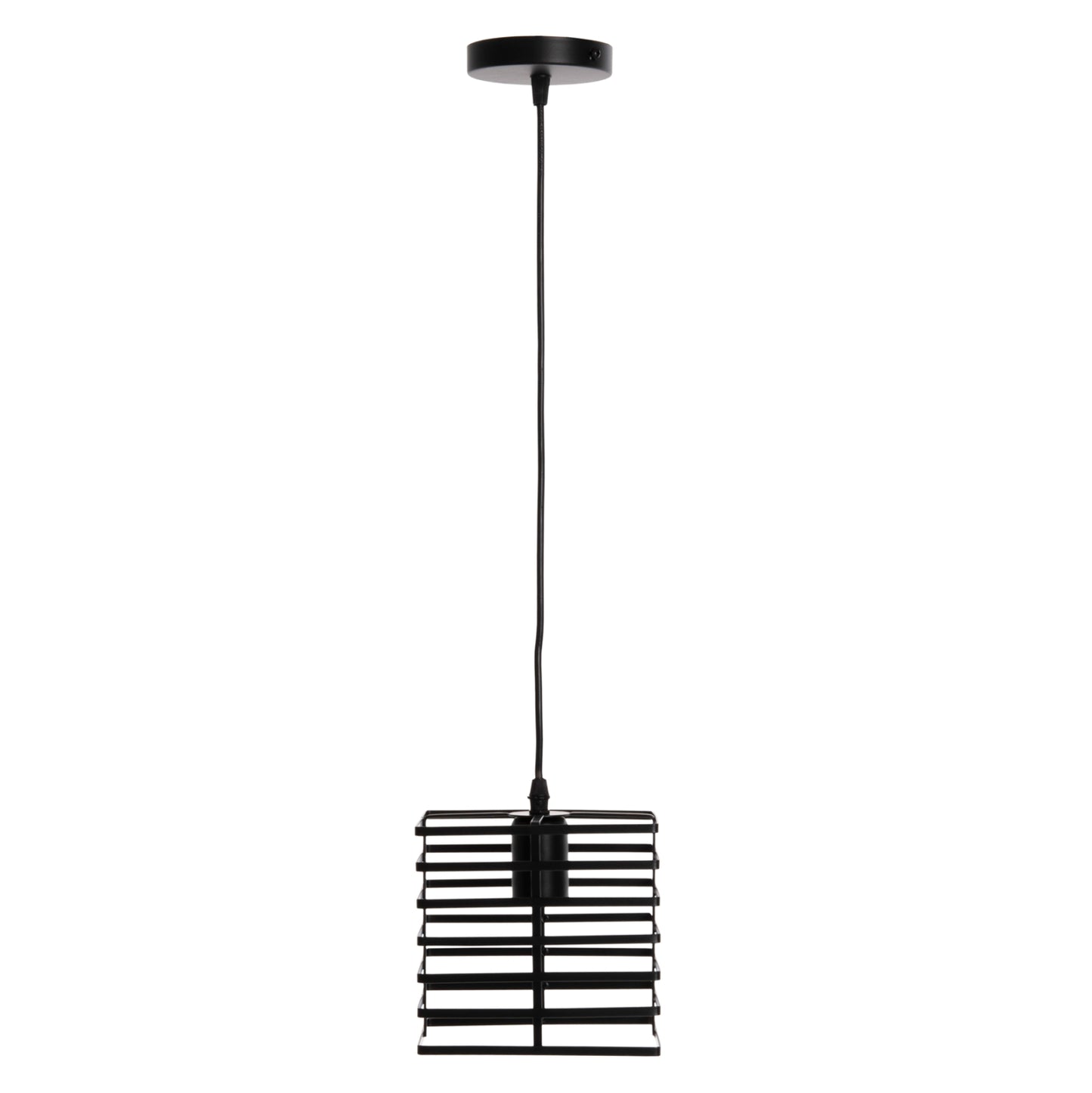 CEILING HANGING LAMP BLACK METAL SHADE 16x16x124