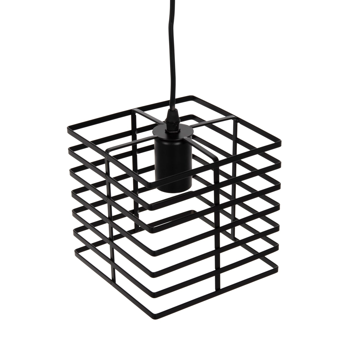 CEILING HANGING LAMP BLACK METAL SHADE 16x16x124