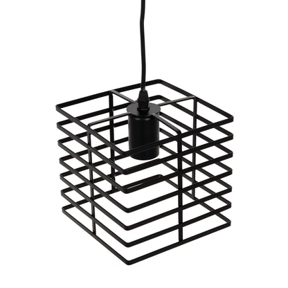 CEILING HANGING LAMP BLACK METAL SHADE 16x16x124