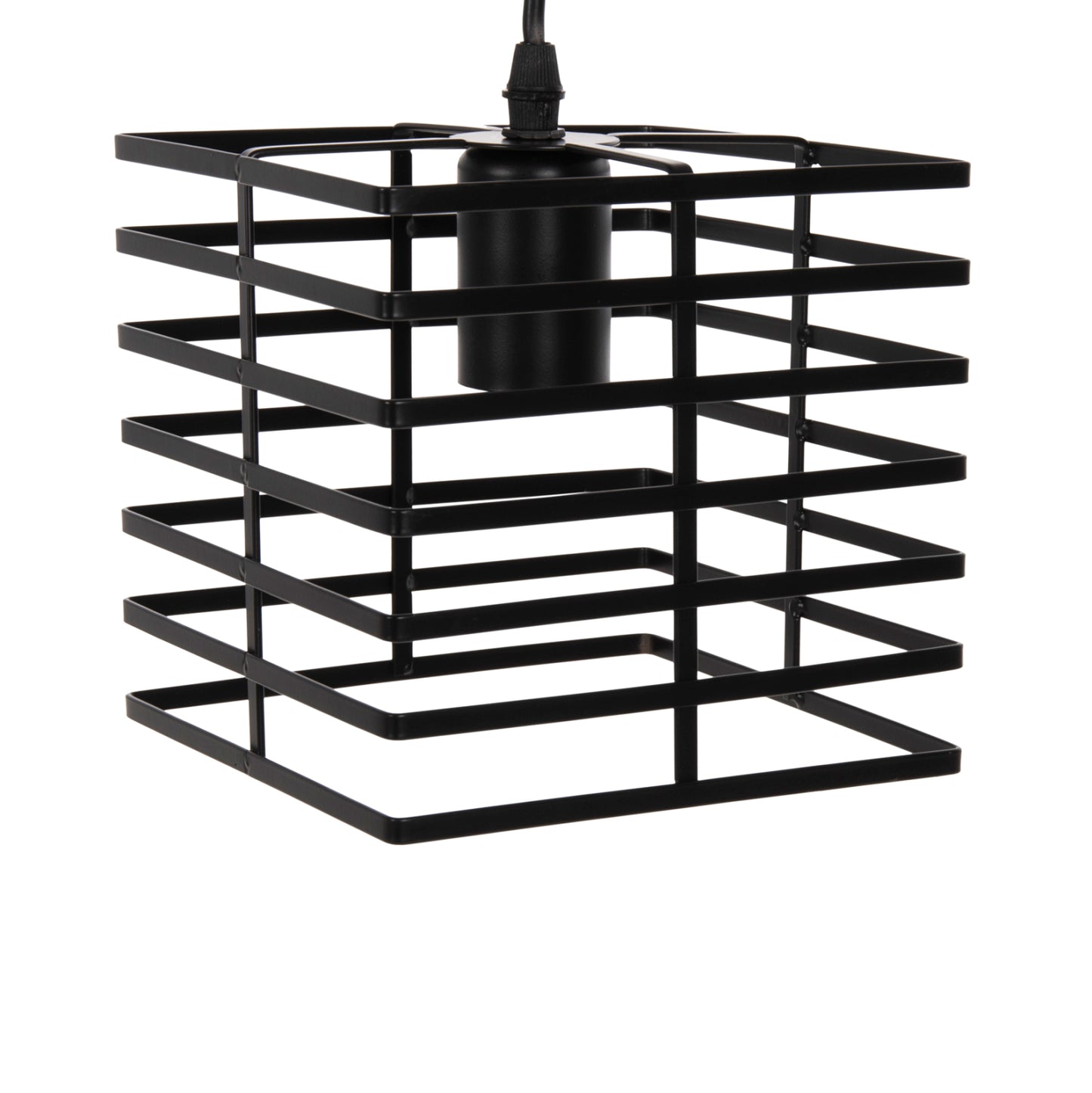 CEILING HANGING LAMP BLACK METAL SHADE 16x16x124