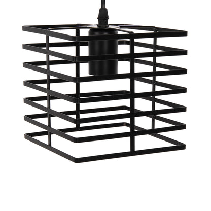 CEILING HANGING LAMP BLACK METAL SHADE 16x16x124