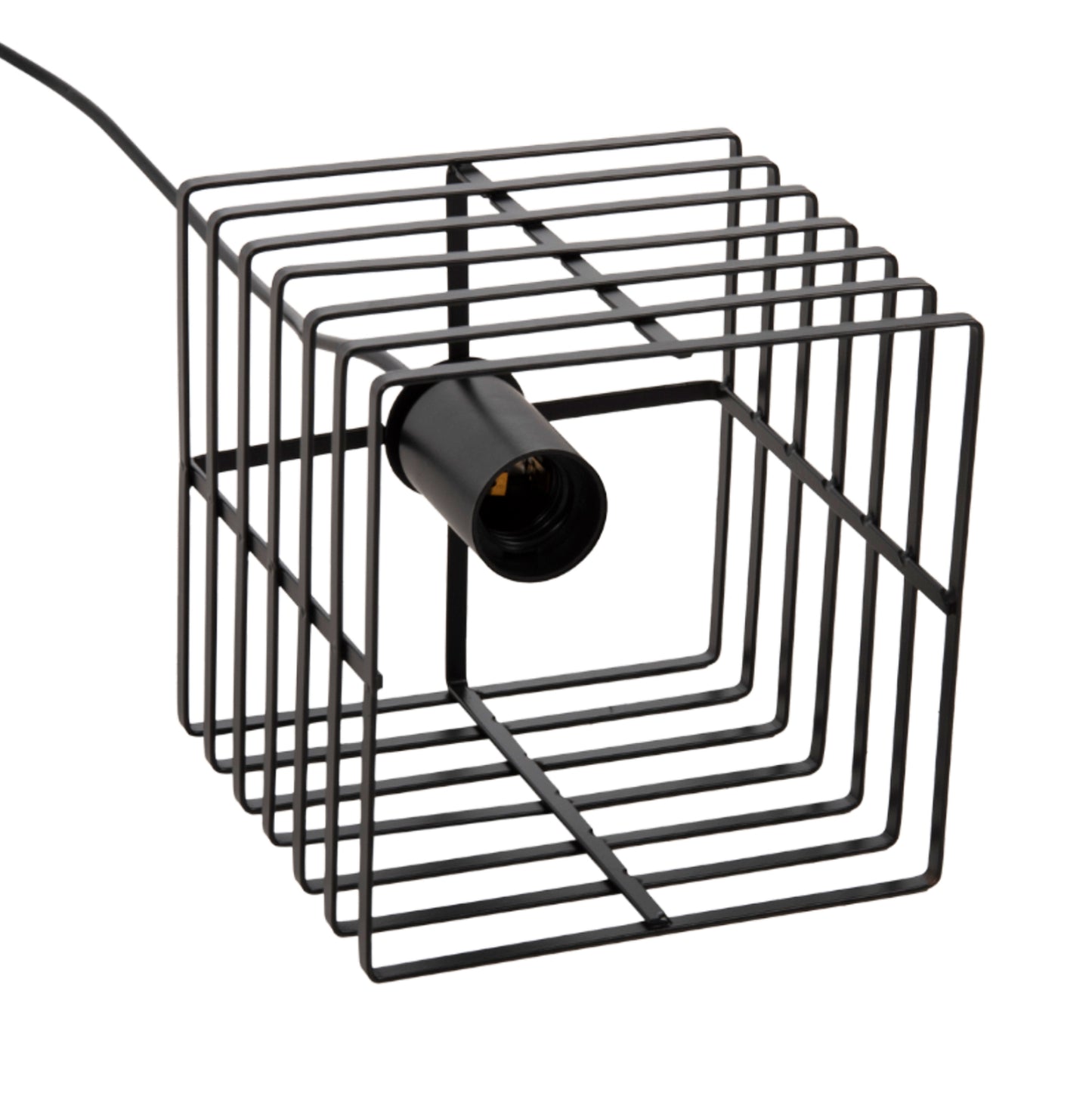 CEILING HANGING LAMP BLACK METAL SHADE 16x16x124