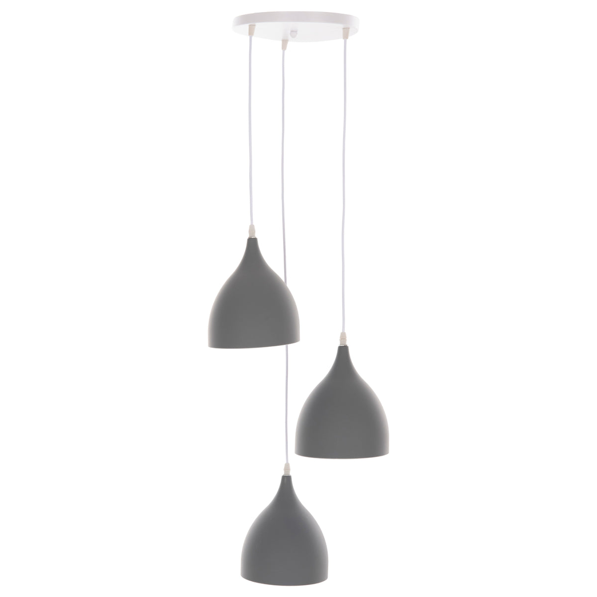 GREY METAL 3-LIGHT PENDANT CEILING LAMP D33x115