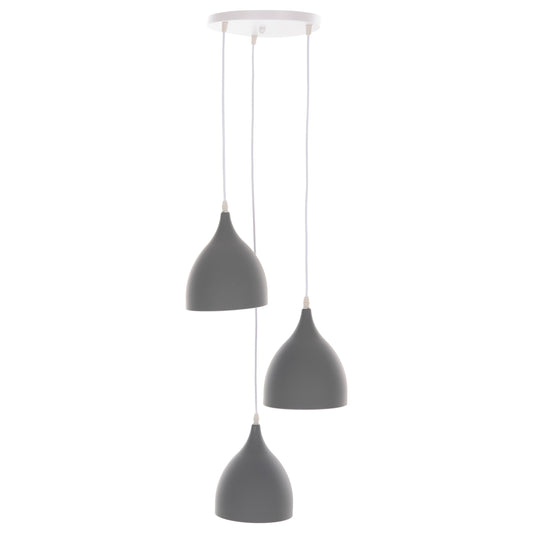 GREY METAL 3-LIGHT PENDANT CEILING LAMP D33x115