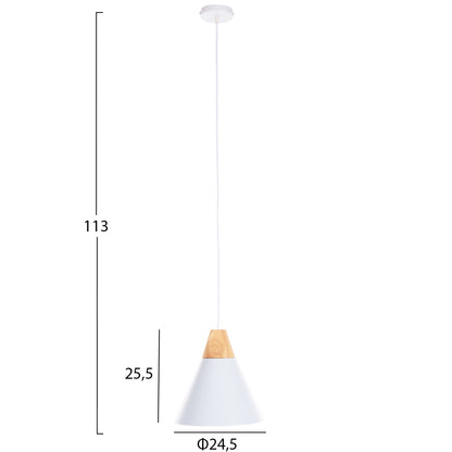 PENDANT CEILING LIGHT WHITE METAL SHADE 24,5x24,5x113
