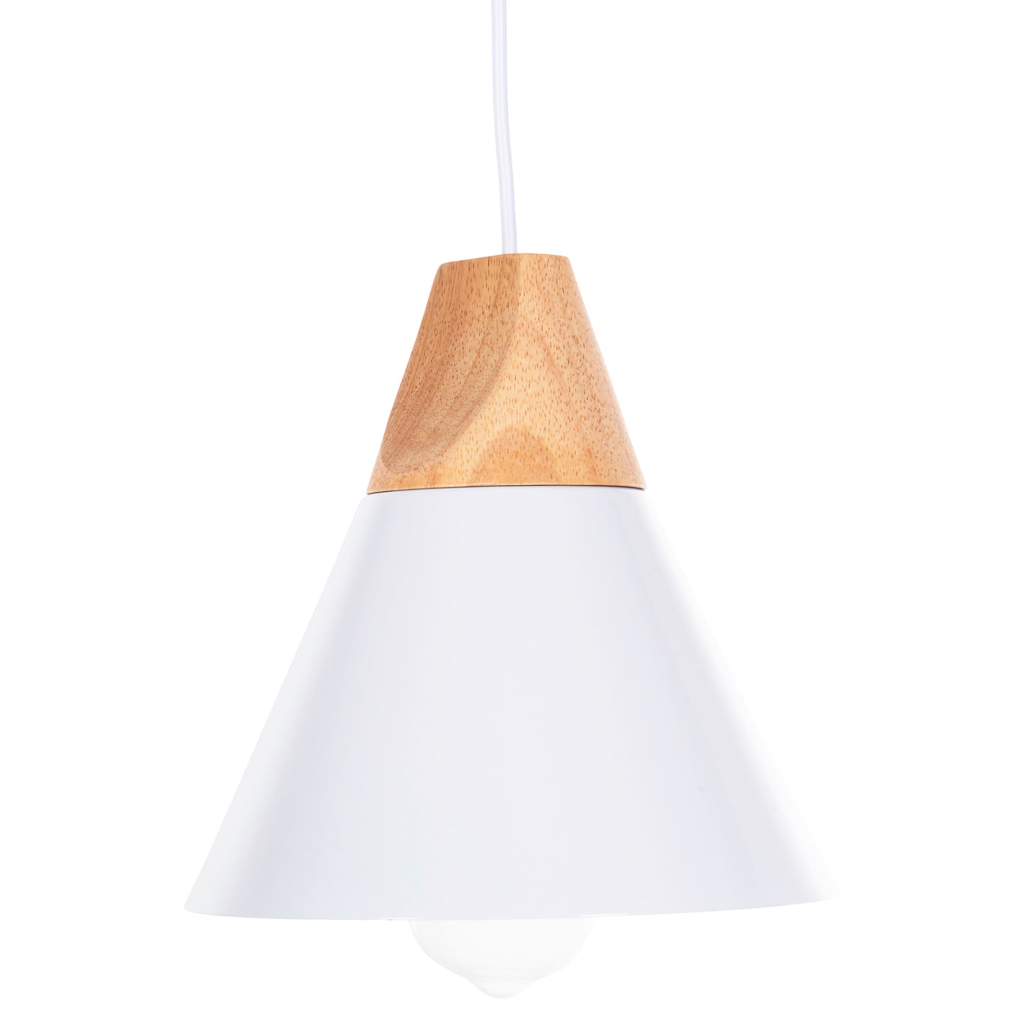 CEILING PENDANT LAMP WHITE METAL SHADE WOOD Φ22x115