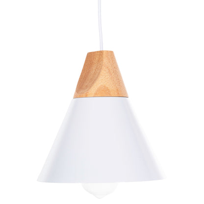 CEILING PENDANT LAMP WHITE METAL SHADE WOOD Φ22x115