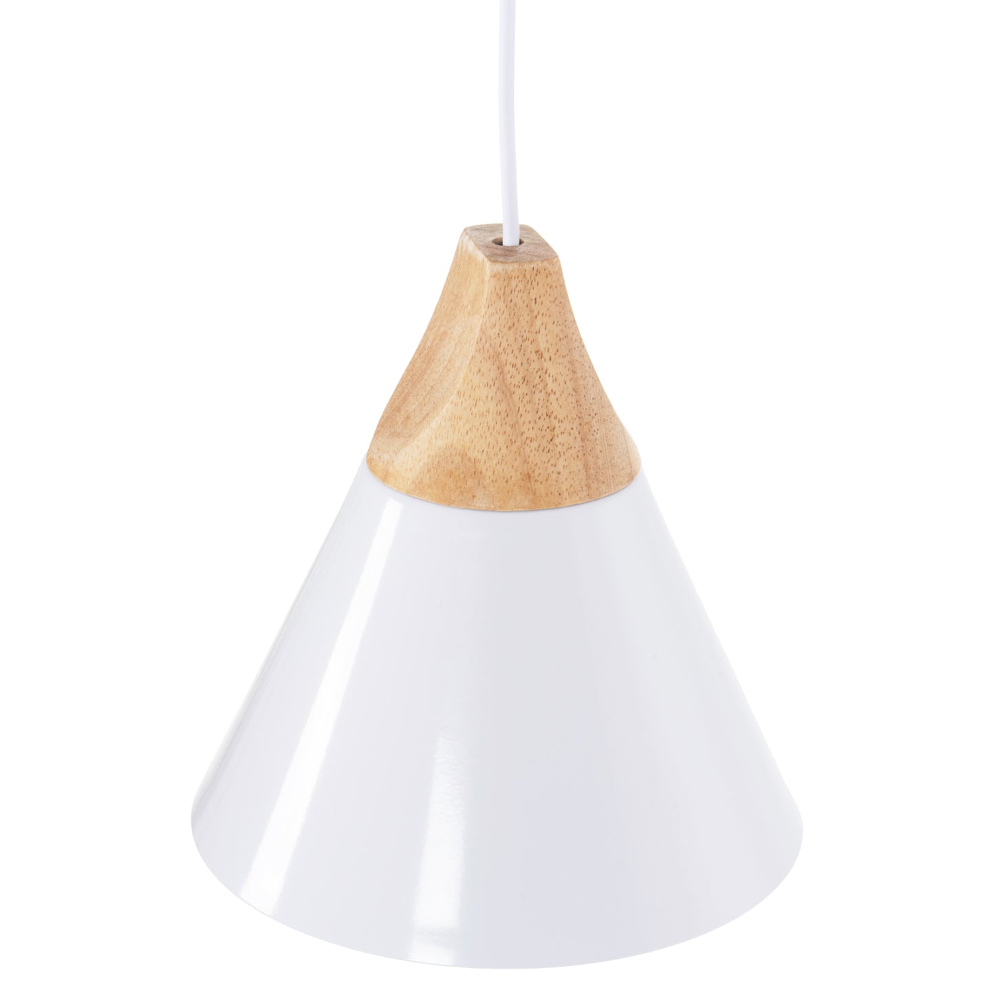 CEILING PENDANT LAMP WHITE METAL SHADE WOOD Φ22x115