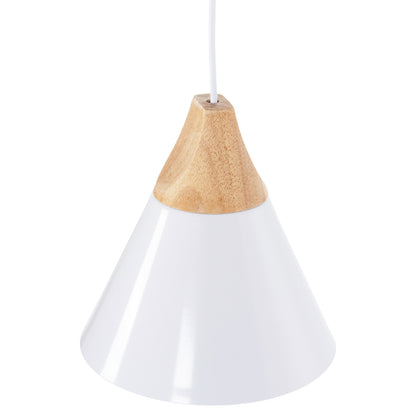 CEILING PENDANT LAMP WHITE METAL SHADE WOOD Φ22x115