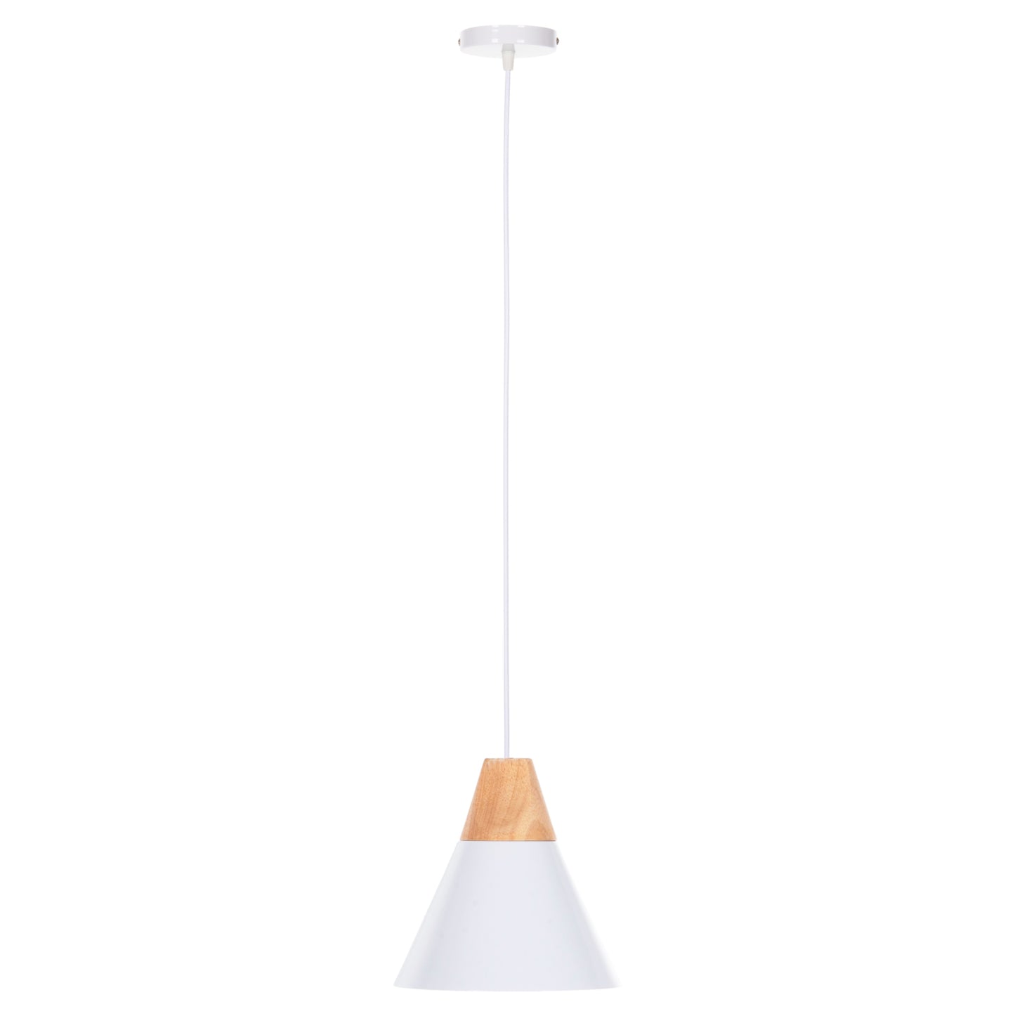 CEILING PENDANT LAMP WHITE METAL SHADE WOOD Φ22x115