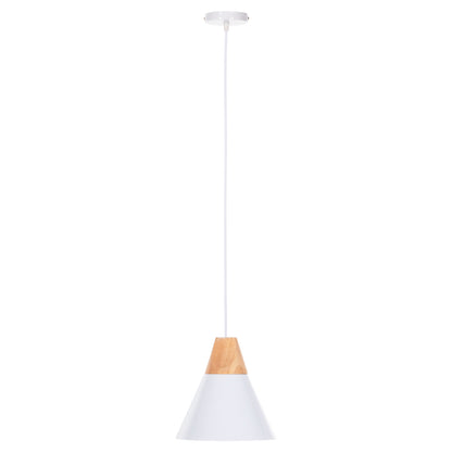 CEILING PENDANT LAMP WHITE METAL SHADE WOOD Φ22x115