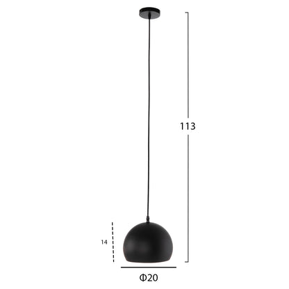 CEILING PENDANT LIGHT BLACK ALUMINUM SHADE F20x113