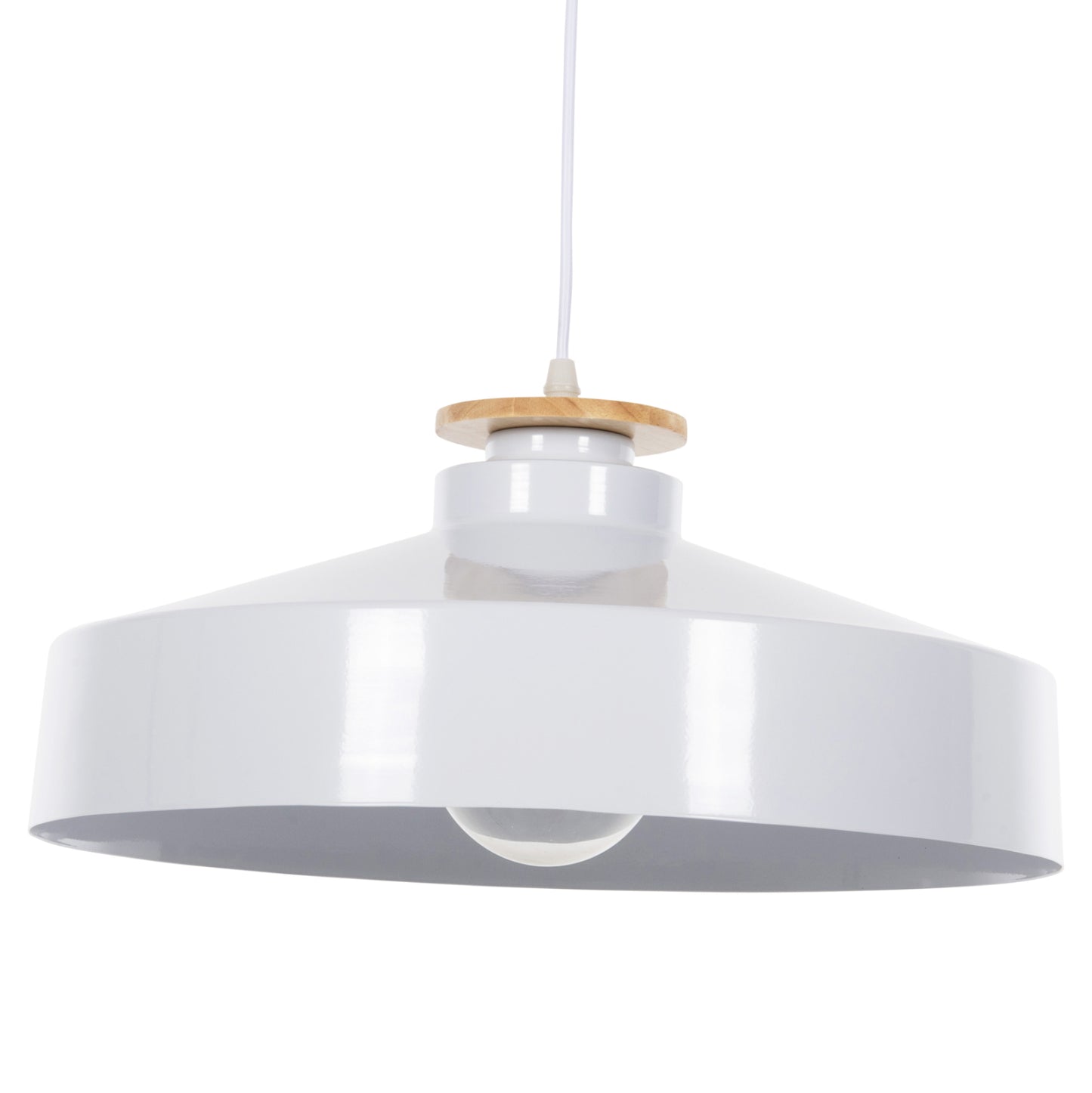 CEILING PENDANT LIGHT WHITE METAL SHADE D40x116
