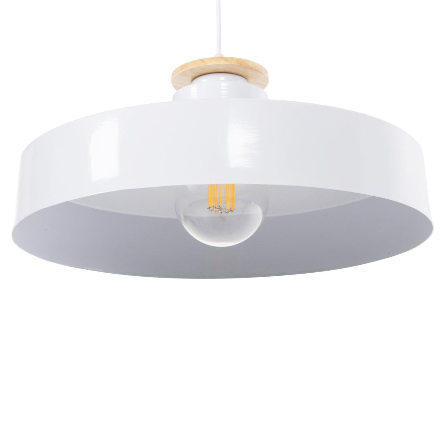 CEILING PENDANT LIGHT WHITE METAL SHADE D40x116