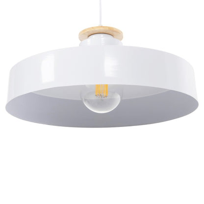 CEILING PENDANT LIGHT WHITE METAL SHADE D40x116