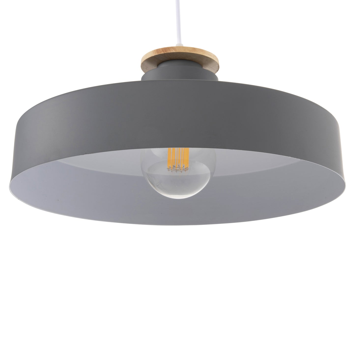 PENDANT CEILING LIGHT GREY METAL SHADE D40x116