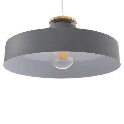 PENDANT CEILING LIGHT GREY METAL SHADE D40x116