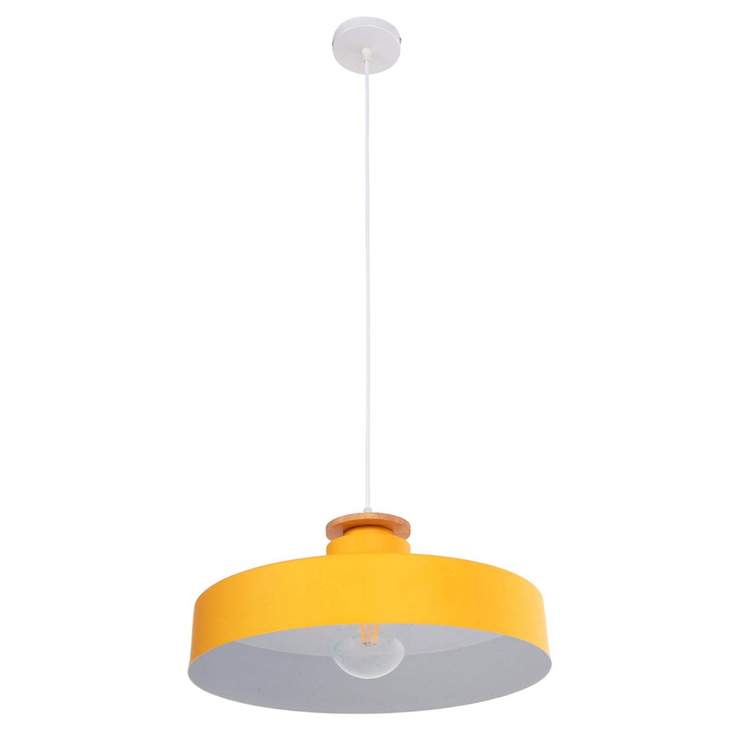 CEILING PENDANT LIGHT YELLOW METAL SHADE Ø40x116