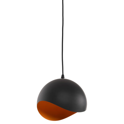 CEILING PENDANT LAMP METAL SPHERE BLACK ORANGE D20x118