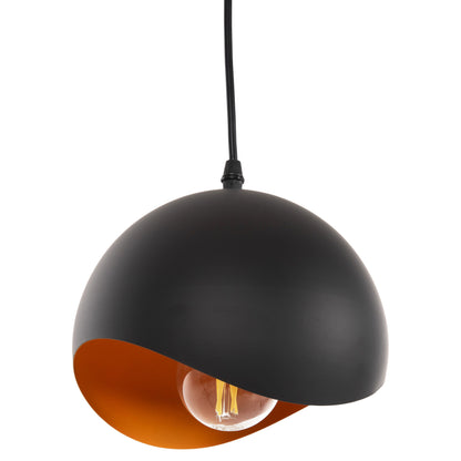 CEILING PENDANT LAMP METAL SPHERE BLACK ORANGE D20x118