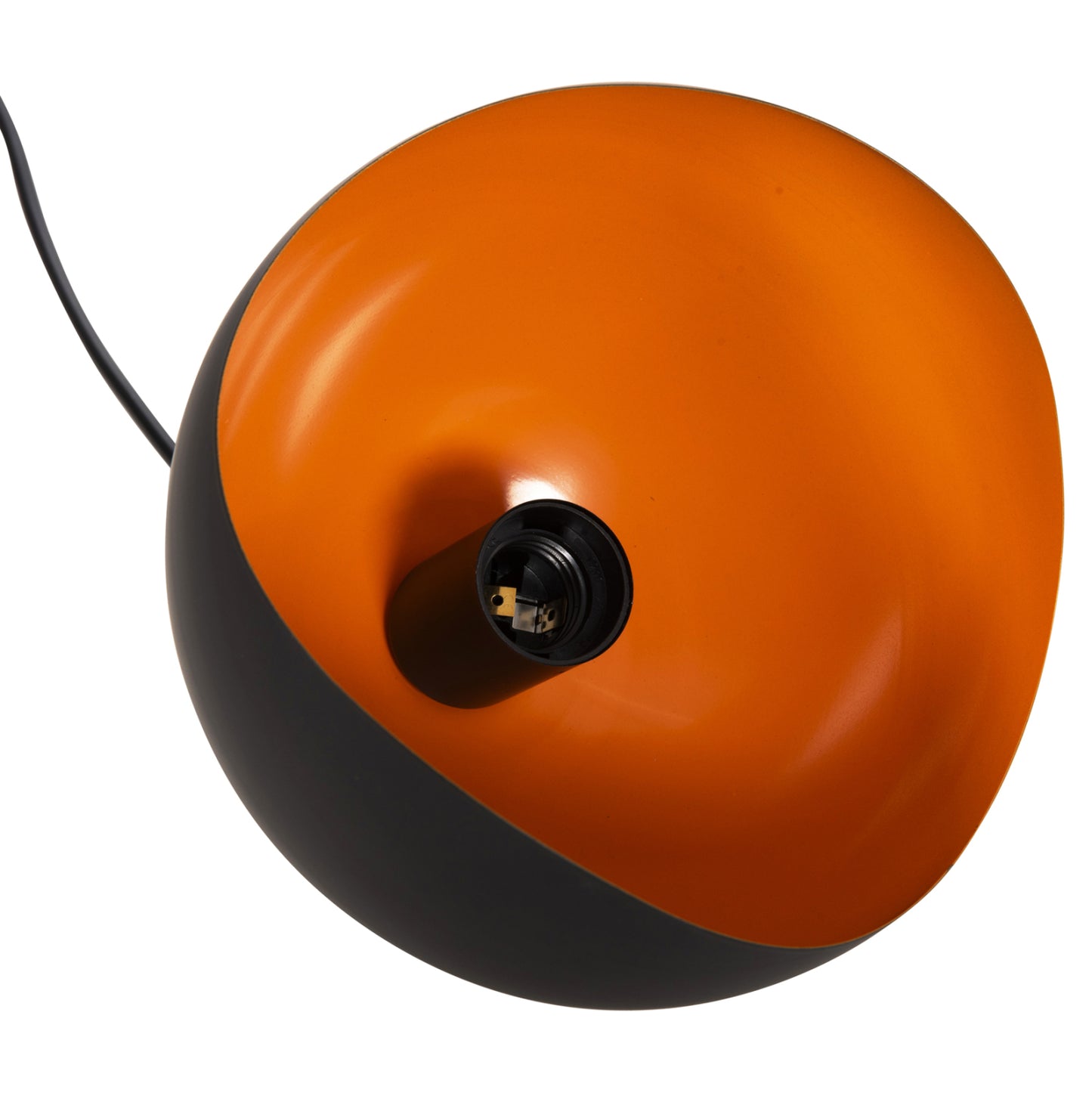 CEILING PENDANT LAMP METAL SPHERE BLACK ORANGE D20x118