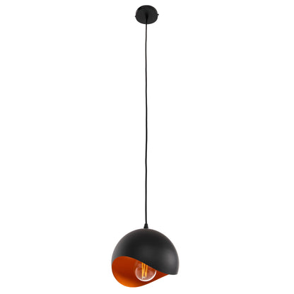CEILING PENDANT LAMP METAL SPHERE BLACK ORANGE D20x118