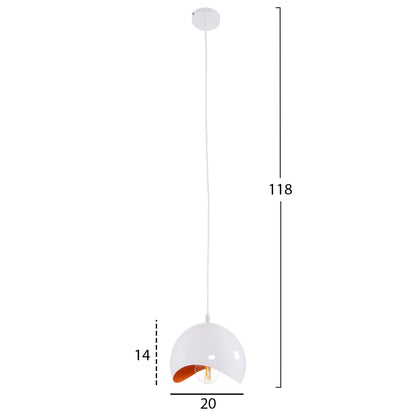 CEILING HANGING LAMP METAL SPHERE WHITE ORANGE Ø20x118