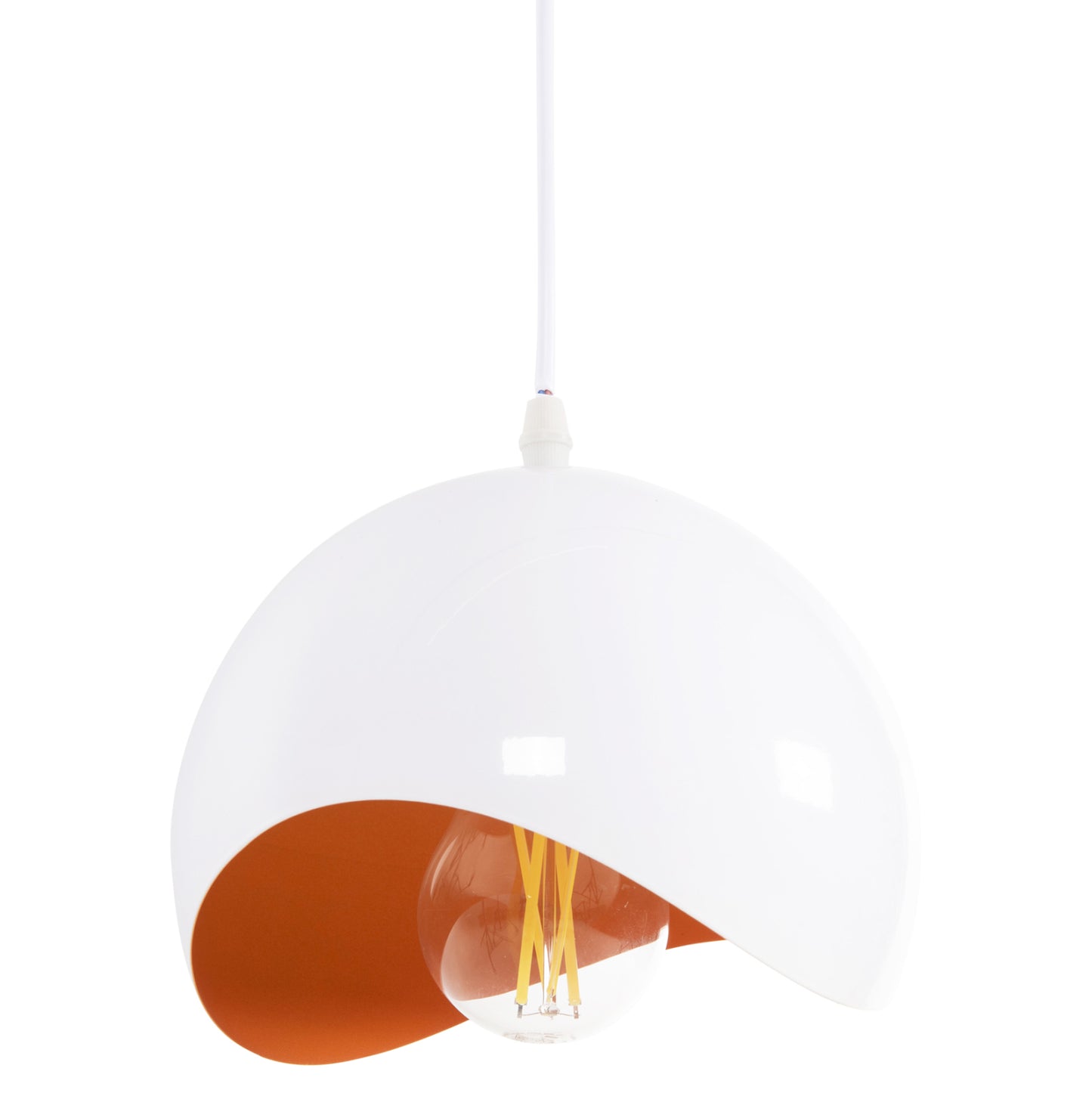 CEILING HANGING LAMP METAL SPHERE WHITE ORANGE Ø20x118
