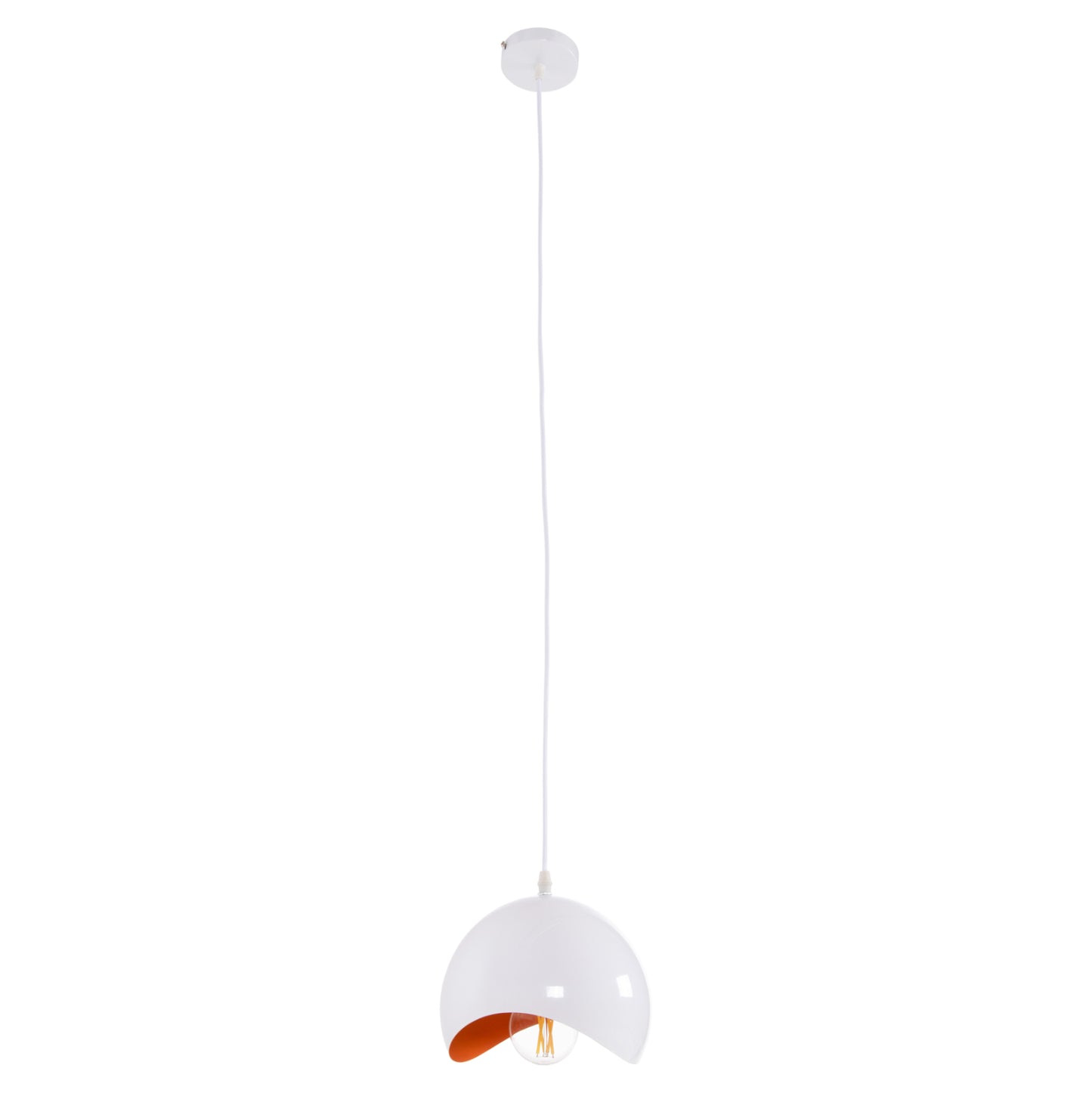 CEILING HANGING LAMP METAL SPHERE WHITE ORANGE Ø20x118