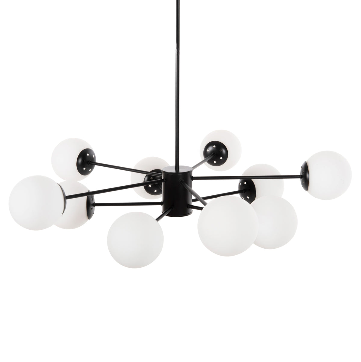 CEILING PENDANT LIGHT BLACK METAL WHITE GLASS D90x97.5