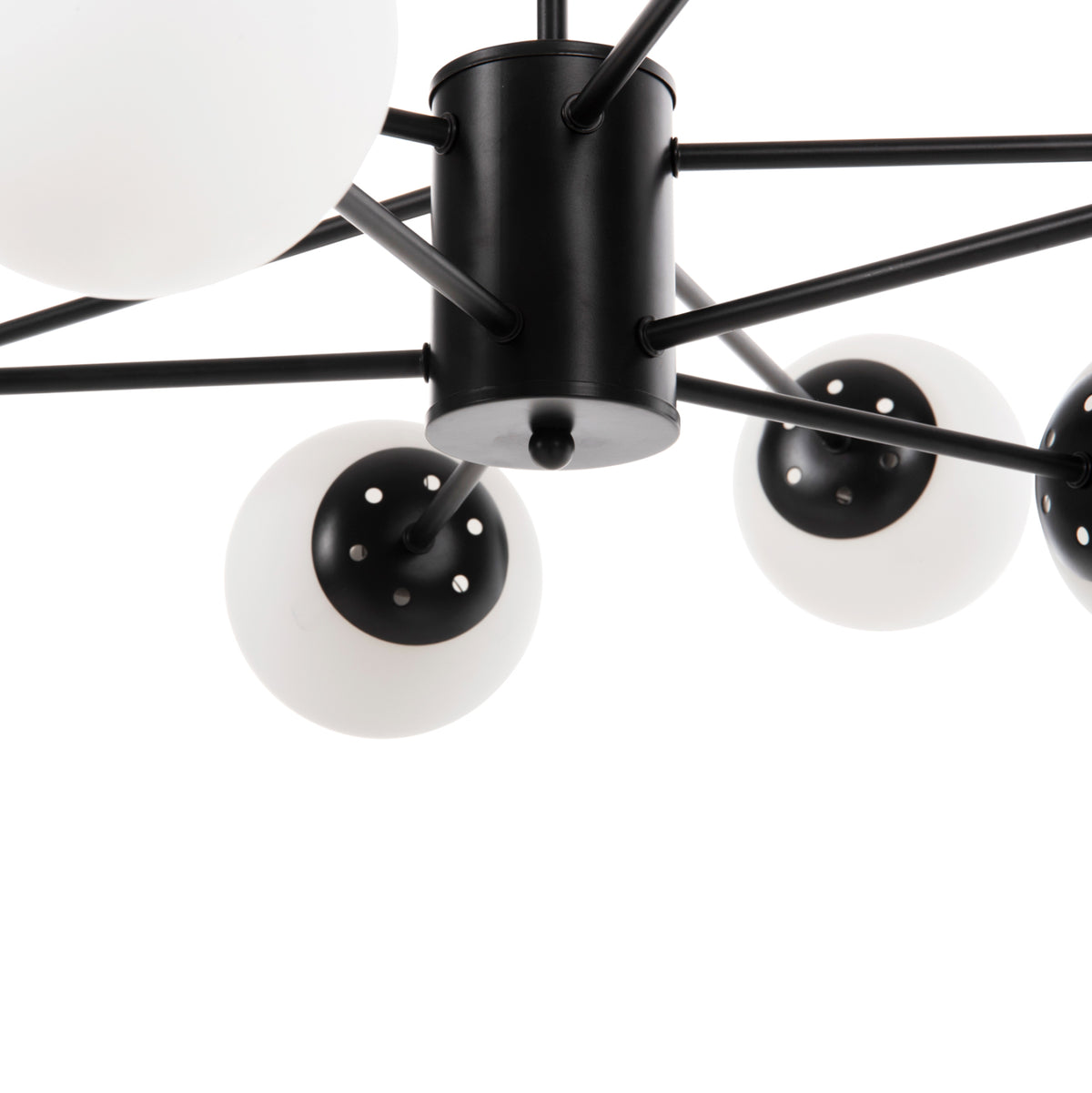CEILING PENDANT LIGHT BLACK METAL WHITE GLASS D90x97.5