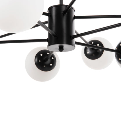 CEILING PENDANT LIGHT BLACK METAL WHITE GLASS D90x97.5