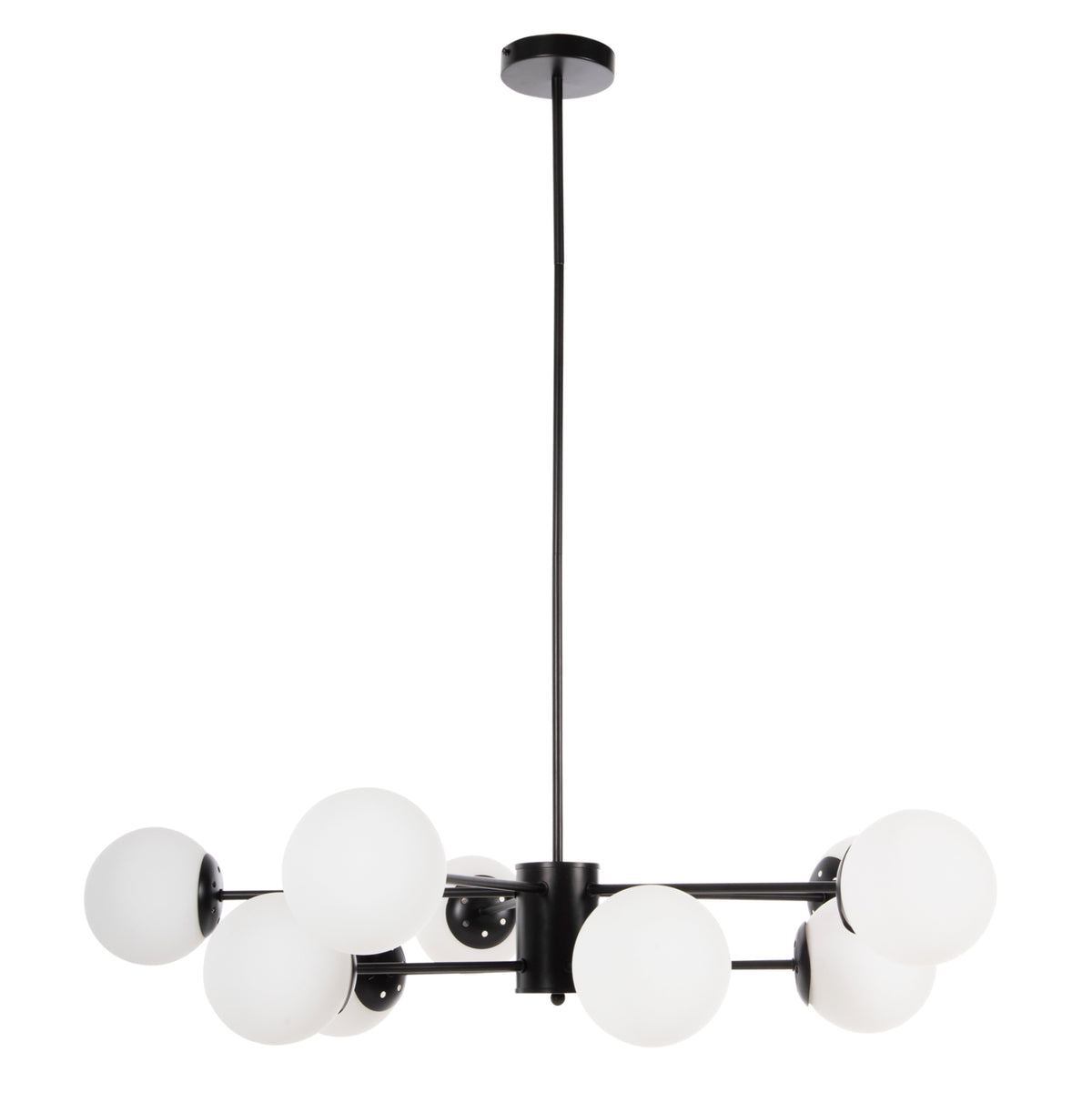 CEILING PENDANT LIGHT BLACK METAL WHITE GLASS D90x97.5