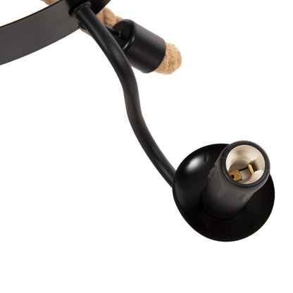 CEILING PENDANT LIGHT 6-LIGHT ROPE AND BLACK METAL 74x74x123