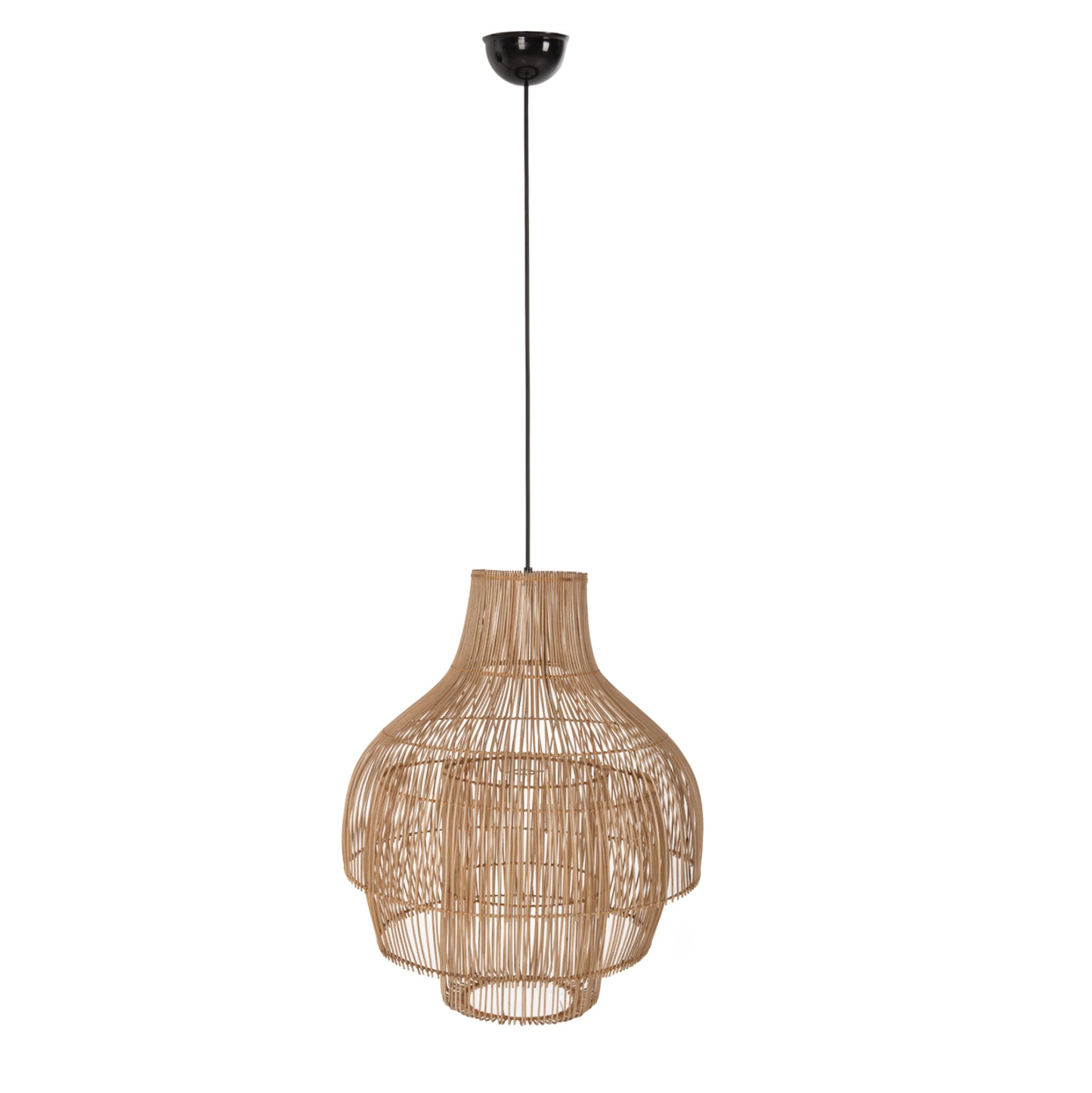 CEILING PENDANT RATTAN LIGHT IN NATURAL COLOUR WITH THREE SHAPES D70x182