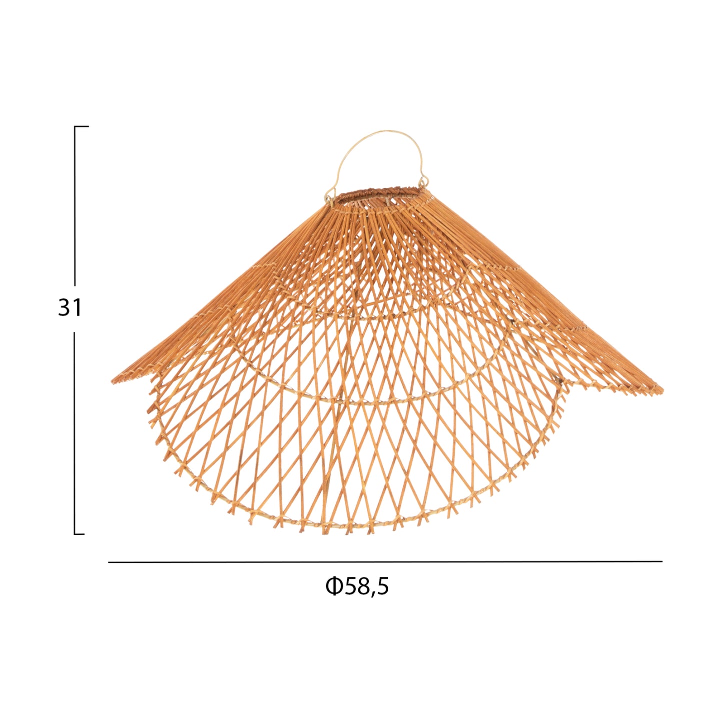 RATTAN HANGING CEILING LIGHT IN SAND BEIGE COLOR D58.5x31
