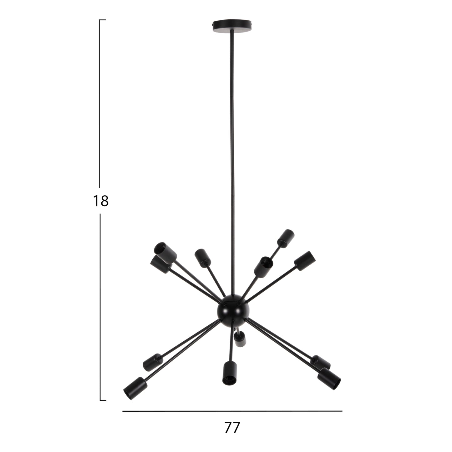 CEILING LAMP MULTI-LIGHT PENDANT METAL BLACK Φ85x115