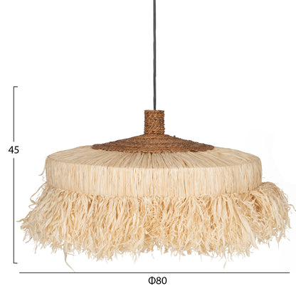 CEILING LIGHT CYLINDRICAL SISAL FIBRE SHADE IN NATURAL 80x80x45