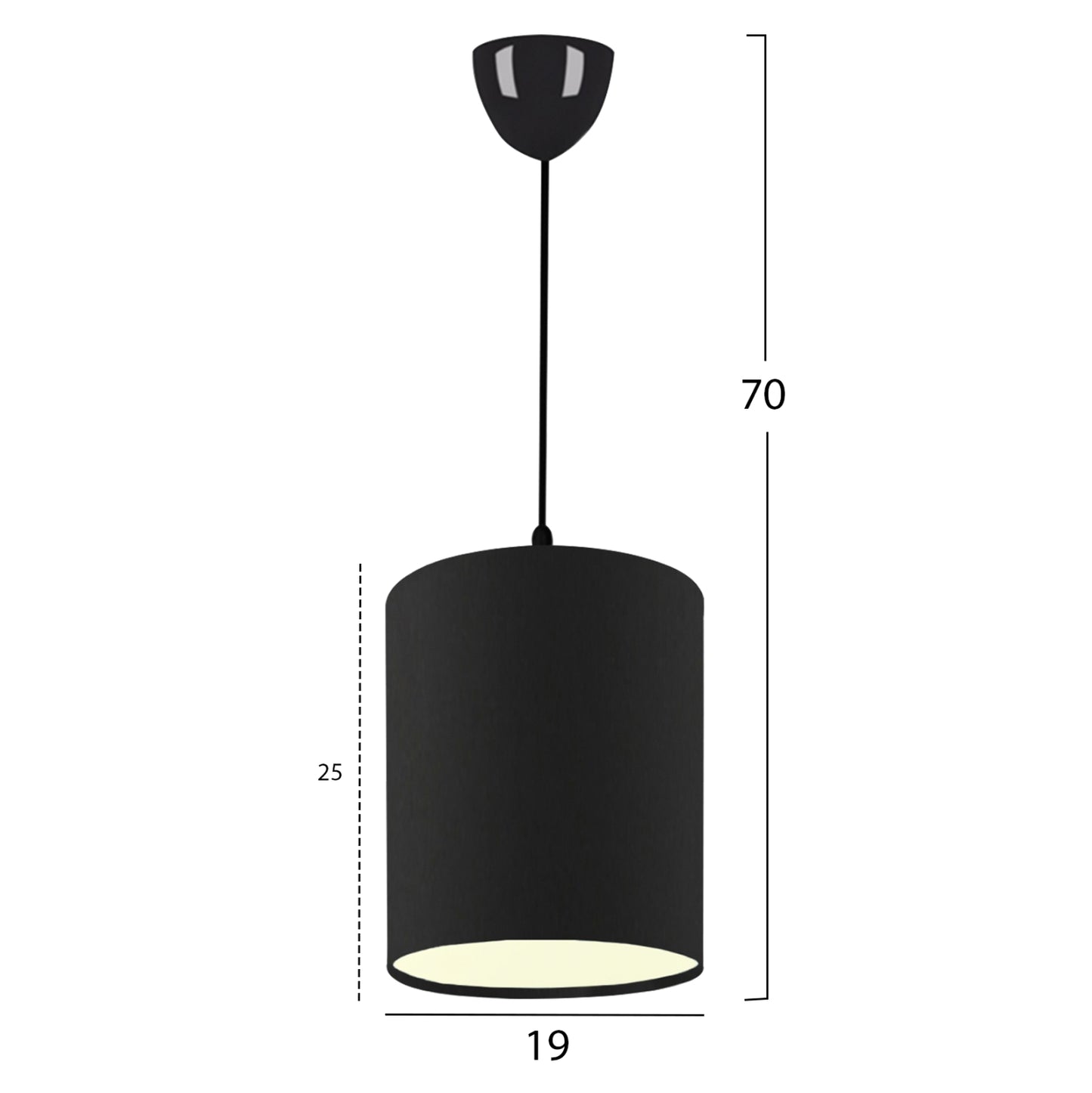 CEILING LAMP BLACK Φ19x70