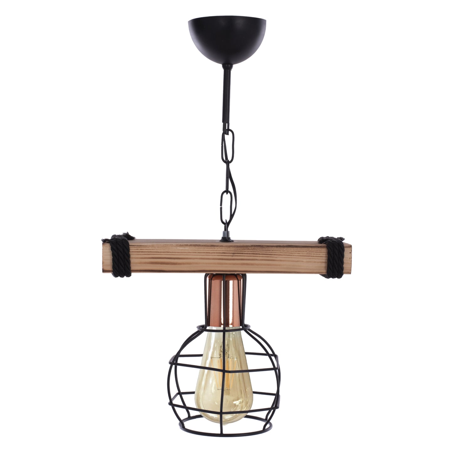 CEILING LAMP WITH WOOD AND METAL MESH 30x16x50
