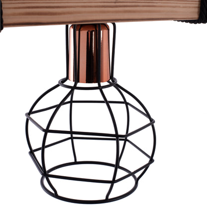 CEILING LAMP WITH WOOD AND METAL MESH 30x16x50