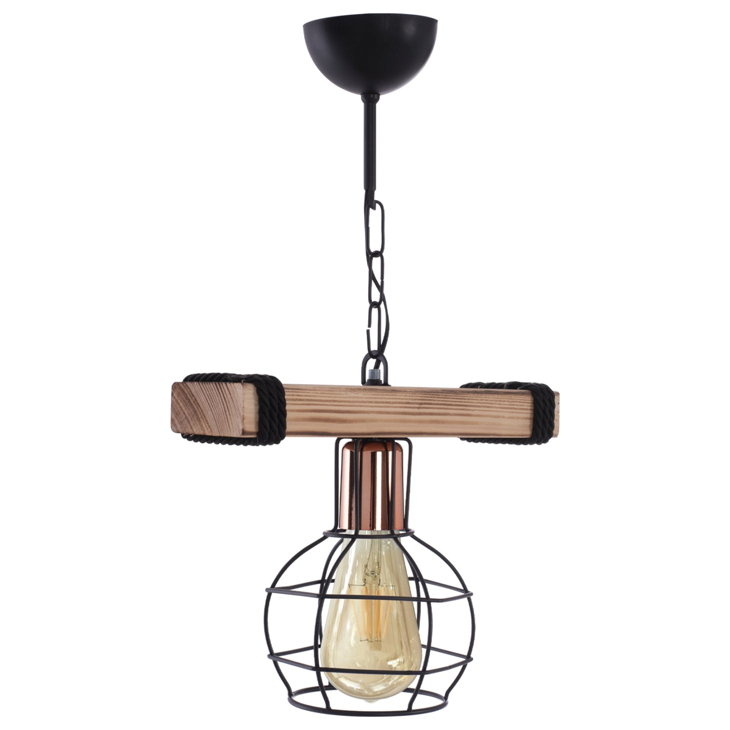 CEILING LAMP WITH WOOD AND METAL MESH 30x16x50