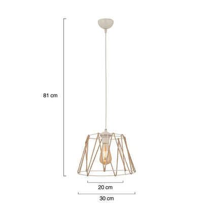 CEILING LAMP METAL WHITE WITH ROPE BEIGE Φ30x81