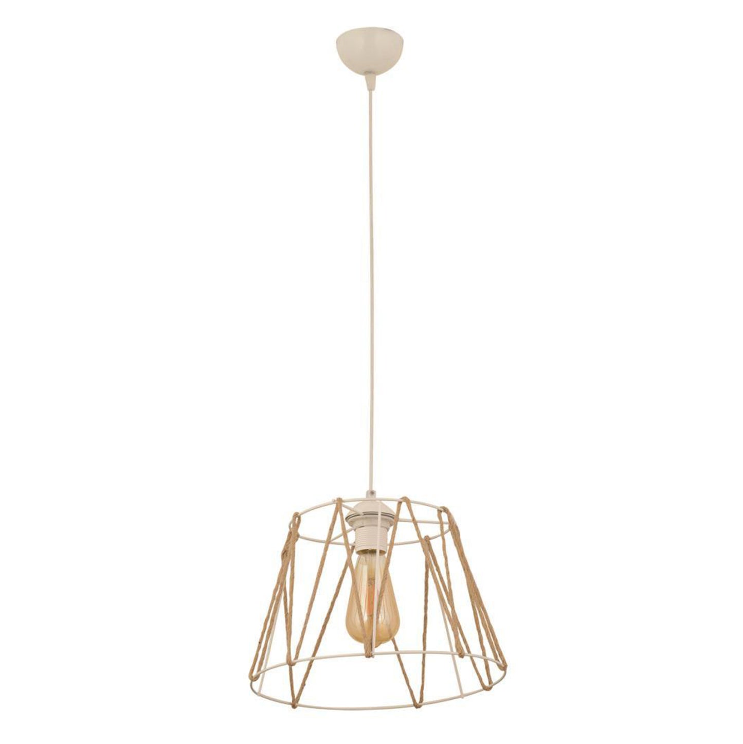 CEILING LAMP METAL WHITE WITH ROPE BEIGE Φ30x81